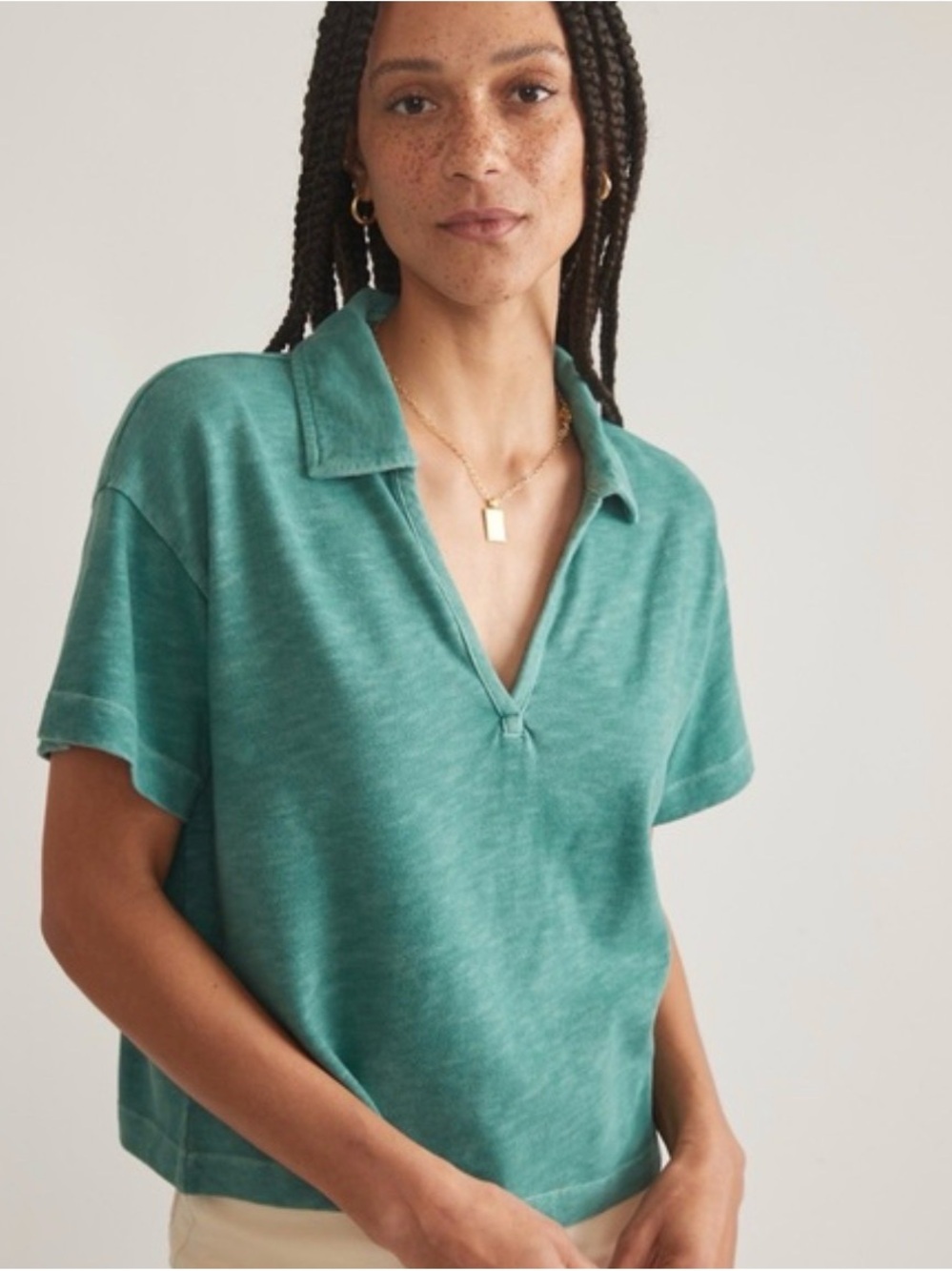 Marine Layer Vintage Slub Polo  in Teal